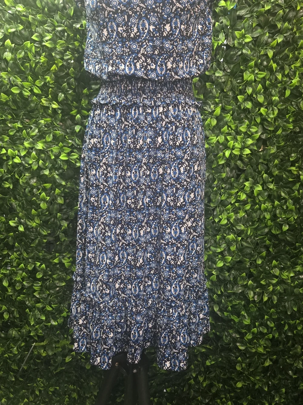 Michael Kors Navy Floral-Print Sleeveless Midi Dress